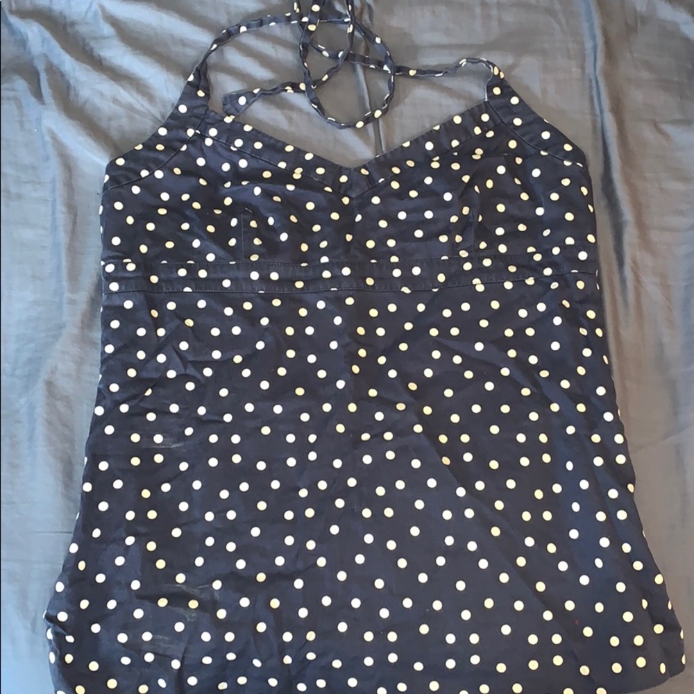 J Crew size 10 blue polka dot halter top